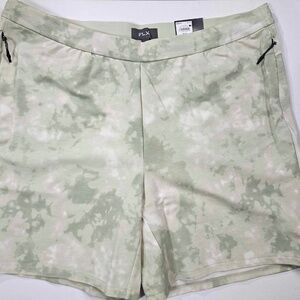 FLX Shorts Mens 2XL Green Tie Dye Stretch Drawstring Leisure Pockets Breathable